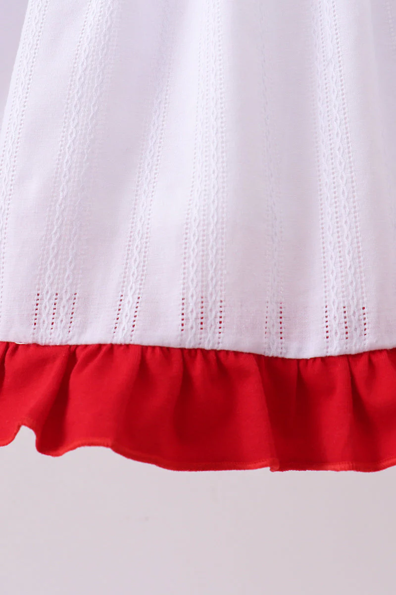 White smocked jacquard ruffle dress - Image 3