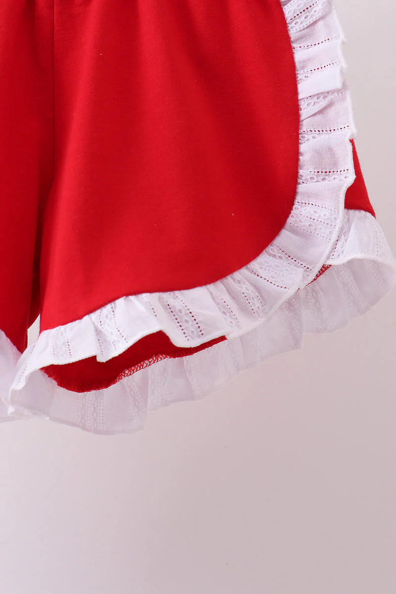 White smocked jacquard ruffle shorts set - Image 3