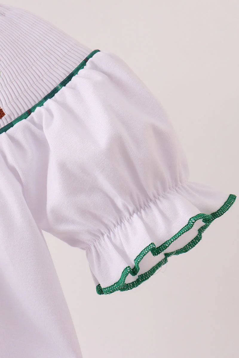 White wreath smocked romper - Image 3