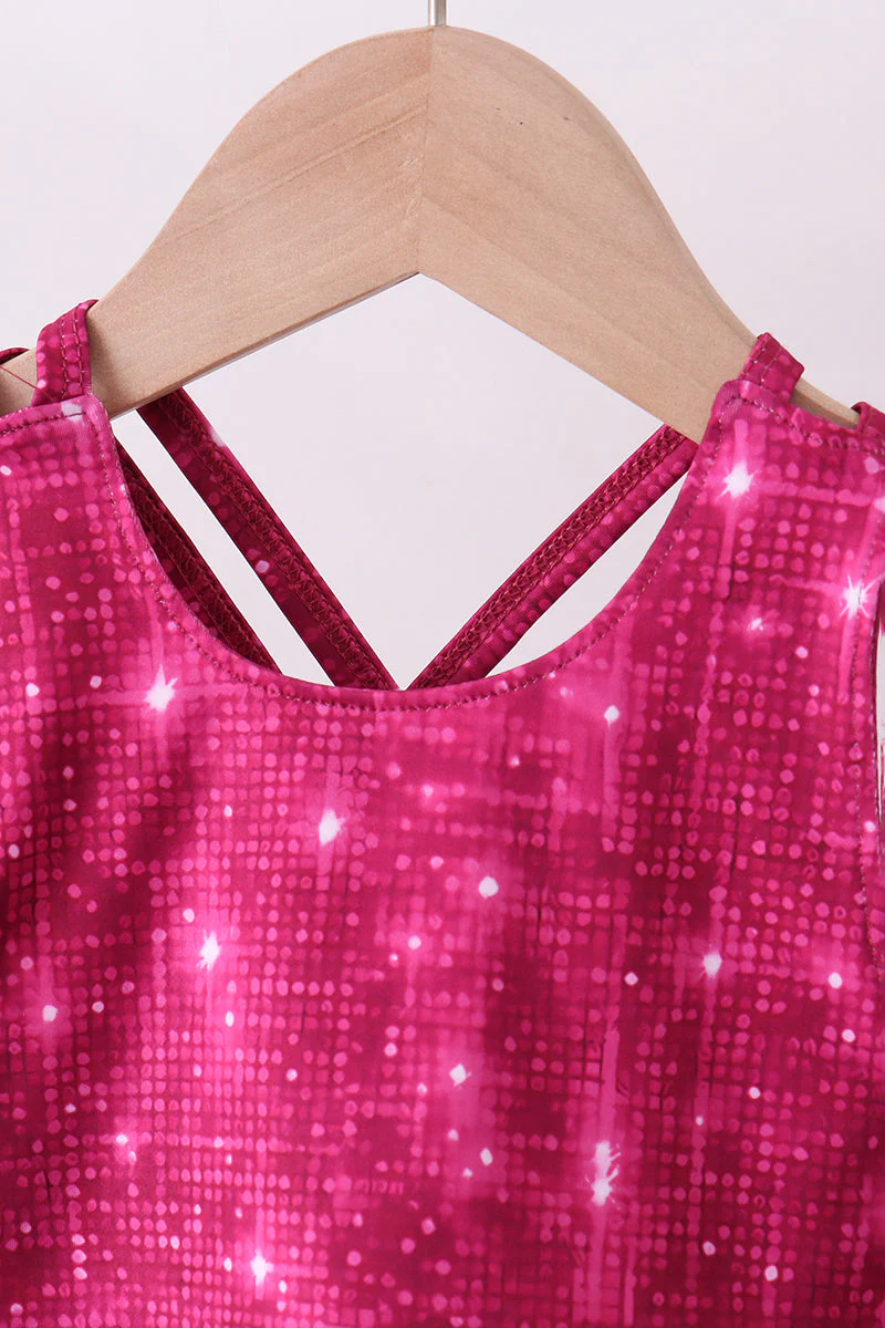 Wine red glitter skort set - Image 3