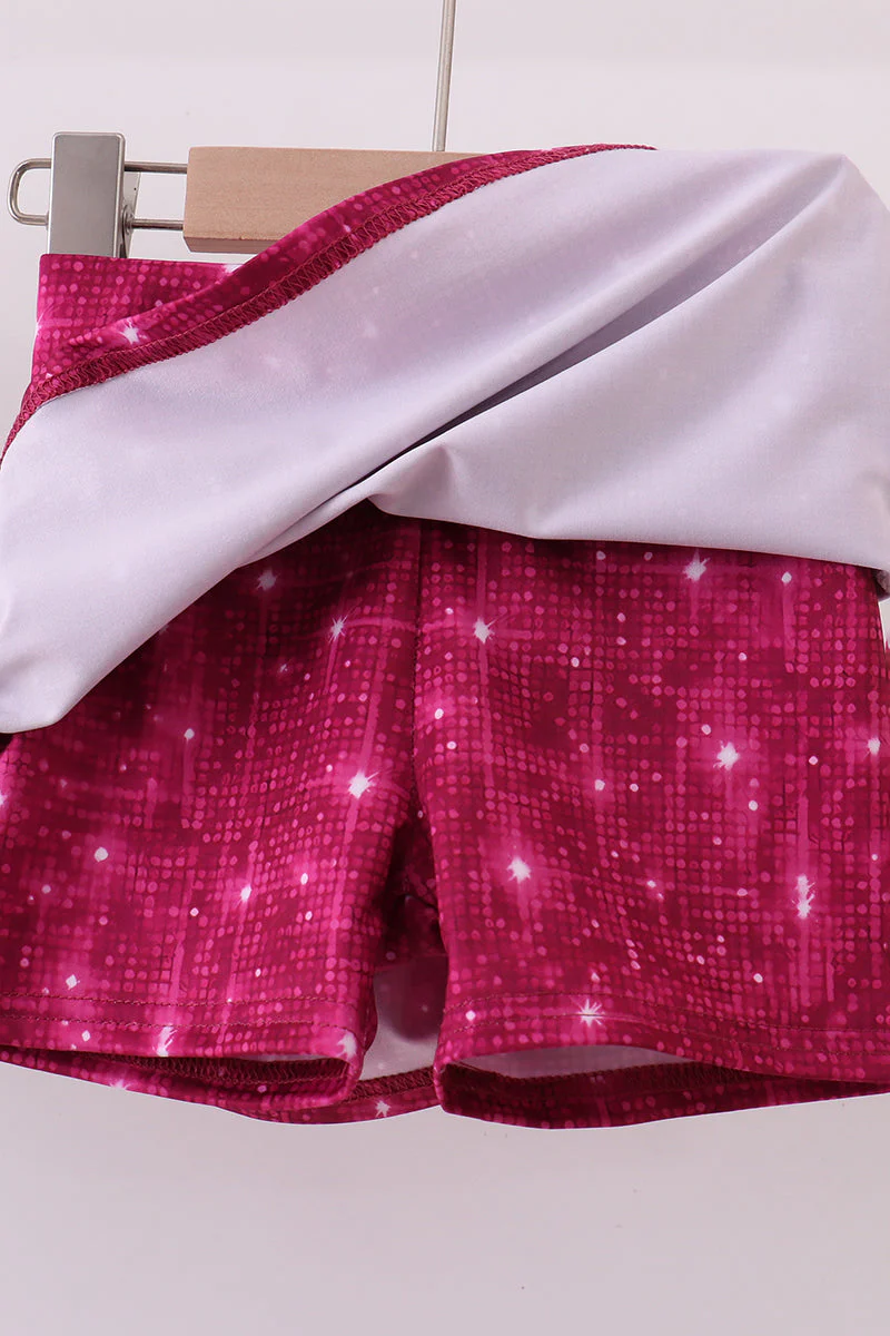 Wine red glitter skort set - Image 4