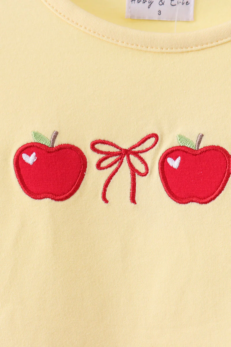 Yellow Apple Embroidery Skorts Set - Image 2