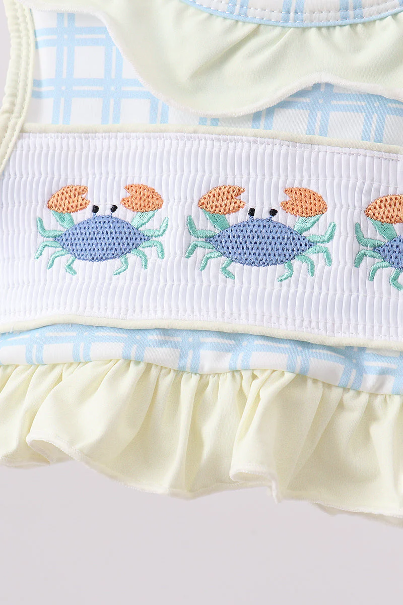 Yellow crab smocked ruffle 2pc swimsuit - Image 3