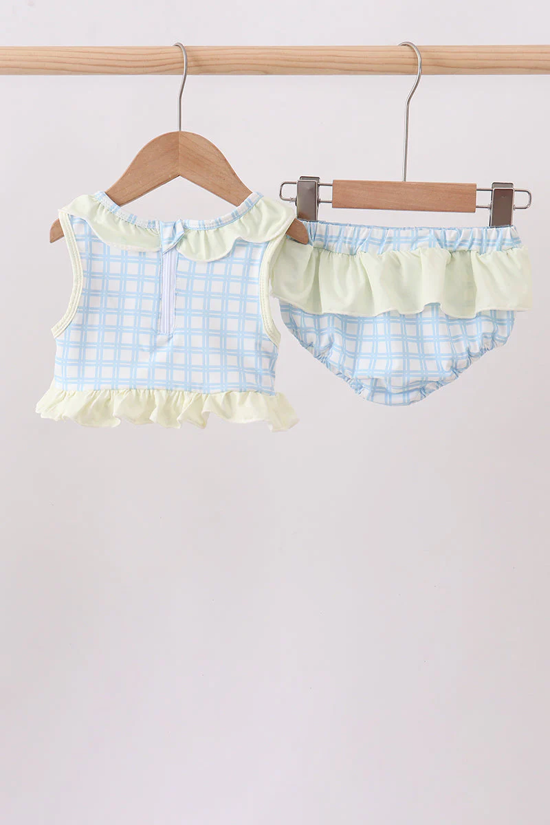 Yellow crab smocked ruffle 2pc swimsuit - Image 4