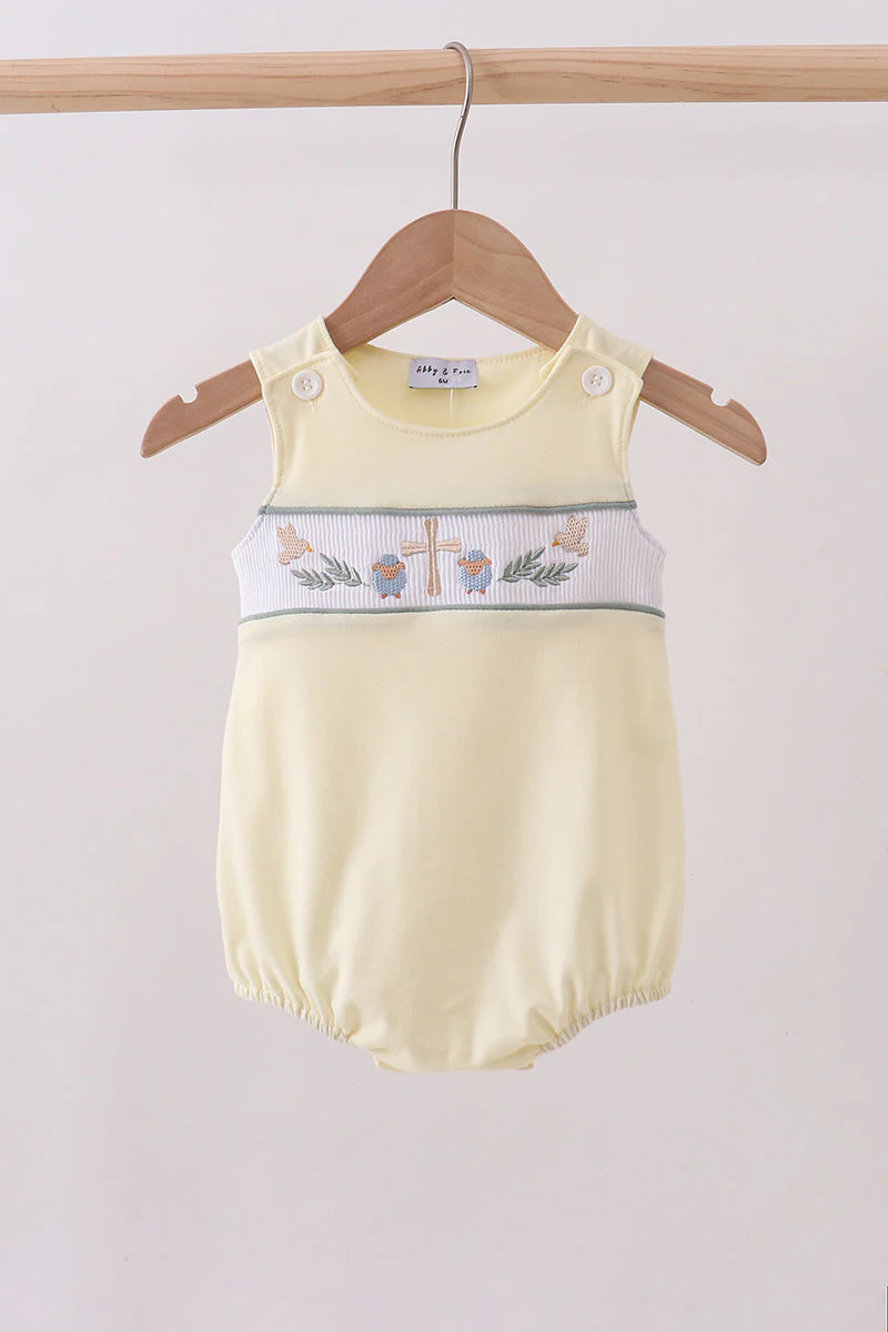 Yellow cross sheep embroidery bubble