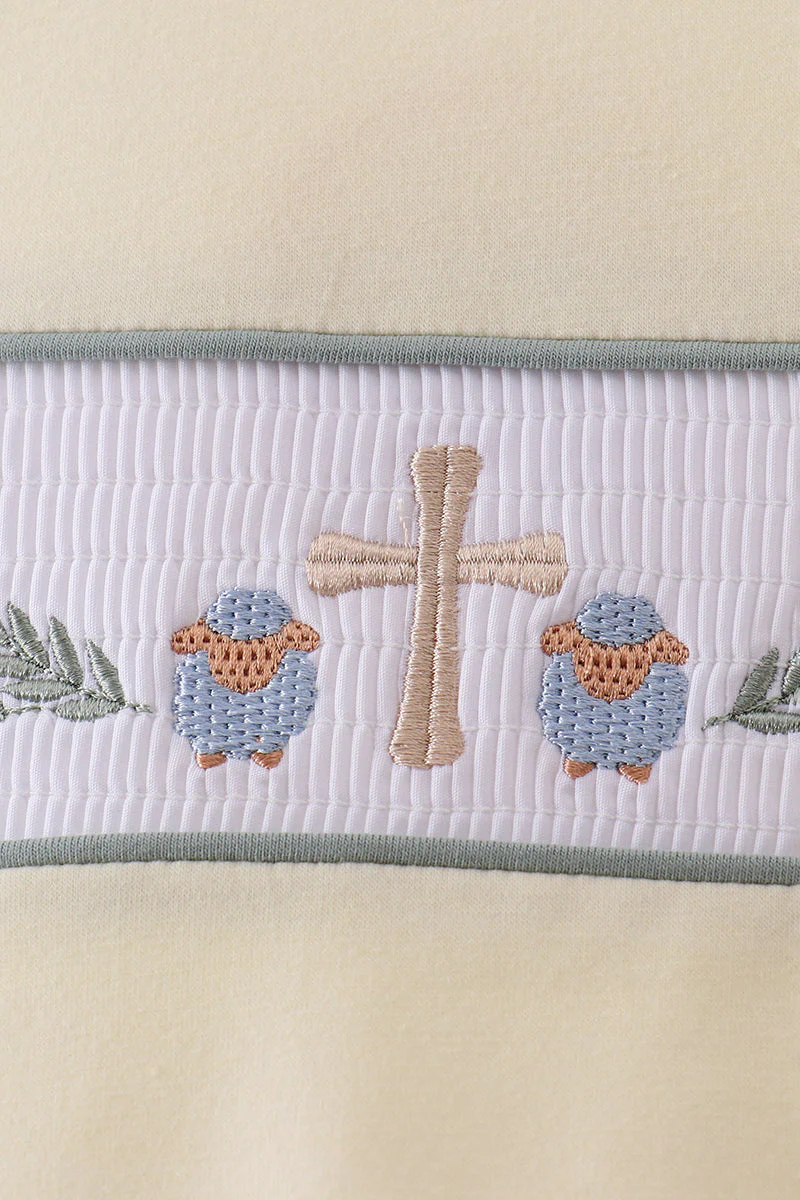 Yellow cross sheep embroidery top - Image 2