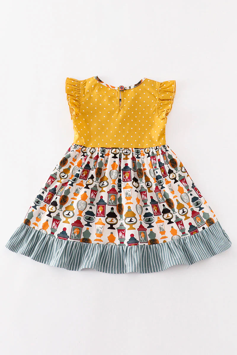 Platinum Yellow halloween dot ruffle pocket dress - Image 5