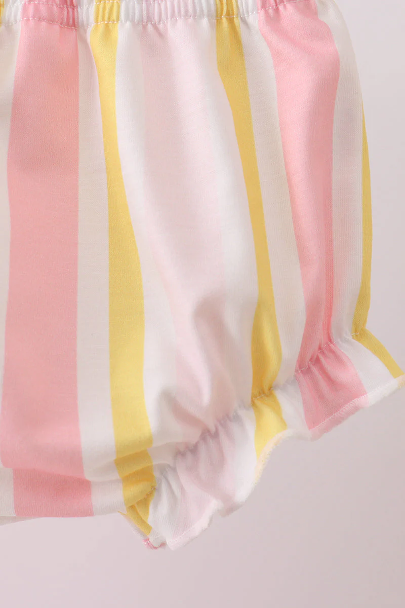 You're my sunshine Embroidered Bow Stripe Bloomer Set - Image 3